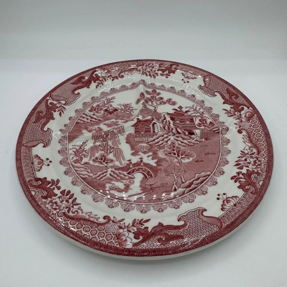 Shenango China Red Willow Divided Grill Plate Vintage Restaurant Ware 9.75in